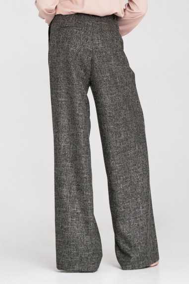 Pantalon à jambes larges et plis - noir chiné - nife  
