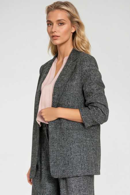 Veste à plis aux manches - noir chiné - nife  