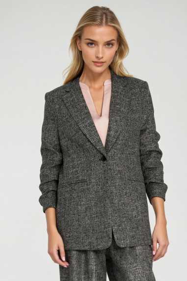 Veste à plis aux manches - noir chiné - nife  