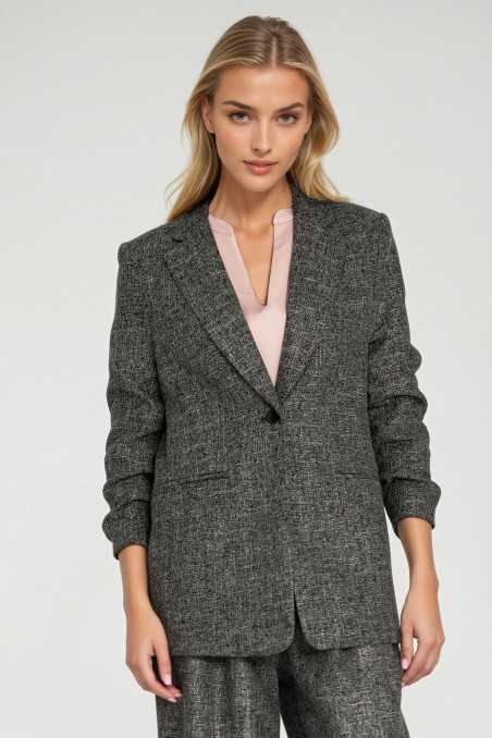 Veste à plis aux manches - noir chiné - nife  