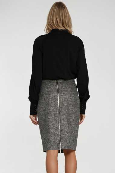 Chemisier en viscose avec ceinture - noir - nife  