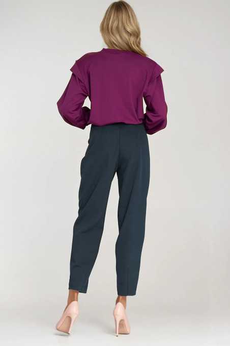 Pantalon ample taille haute - bleu marine - nife  