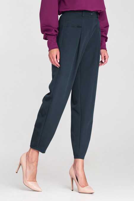 Pantalon ample taille haute - bleu marine - nife  