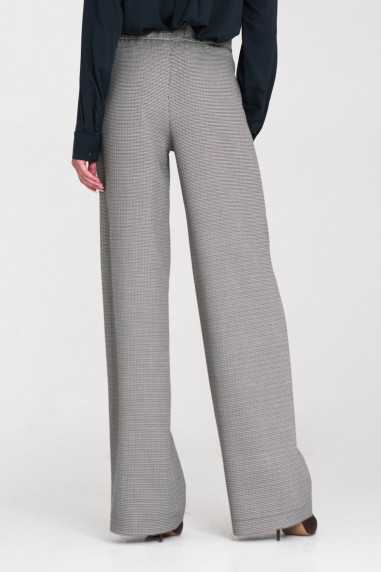 Pantalon large à taille élastiquée et boutons - motif pied-de-poule - nife  