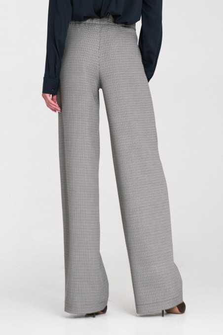 Pantalon large à taille élastiquée et boutons - motif pied-de-poule - nife  
