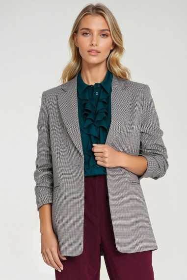 Veste à plis aux manches - motif pied-de-poule - nife  