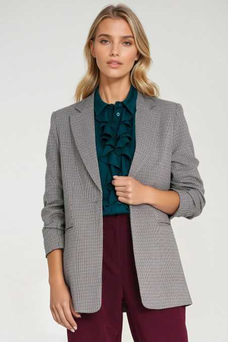 Veste à plis aux manches - motif pied-de-poule - nife  