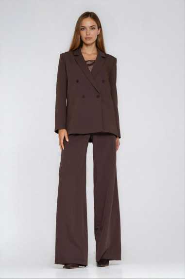 Pantalon à jambes larges et plis - marron - nife  