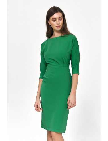 Robe verte à draperies asymétriques 