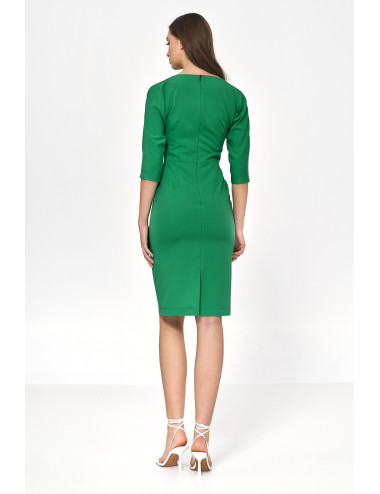 Robe verte à draperies asymétriques 