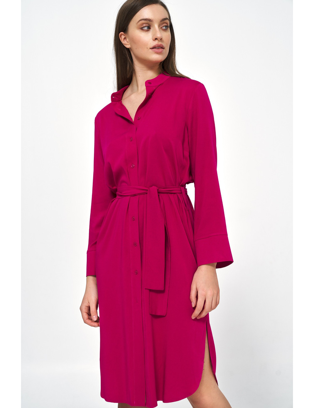 Robe midi fuchsia en viscose 