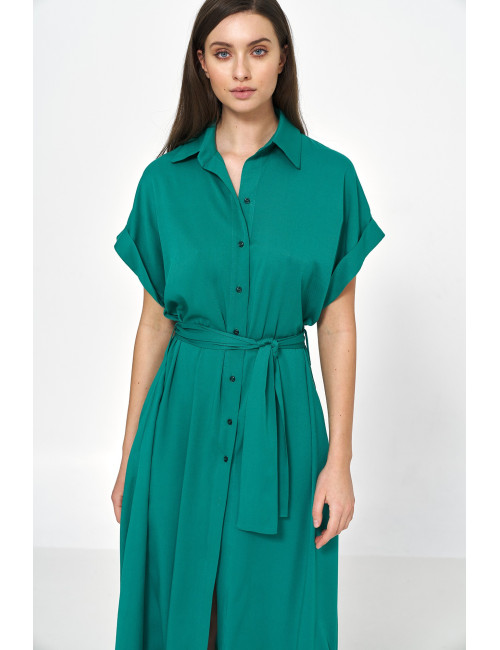 Robe midi en viscose de couleur verte 