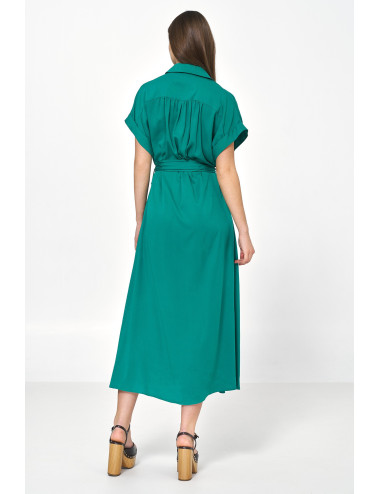 Robe midi en viscose de couleur verte 