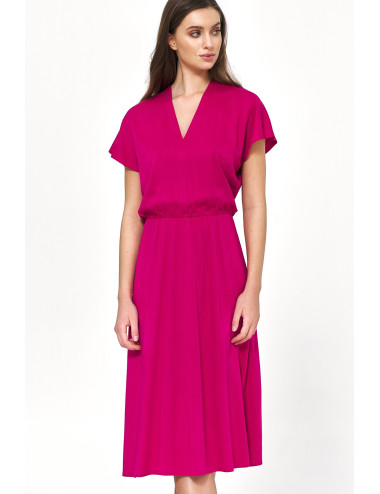 Robe kimono en viscose de couleur fuchsia 