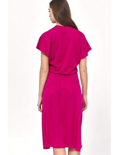 Robe kimono en viscose de couleur fuchsia 