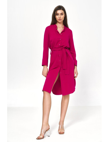 Robe midi fuchsia en viscose 