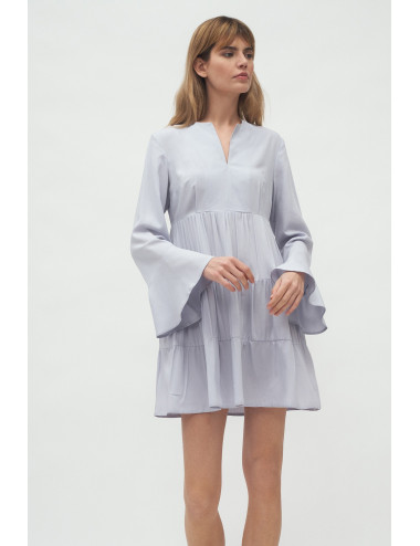 Robe grise en viscose à volants 