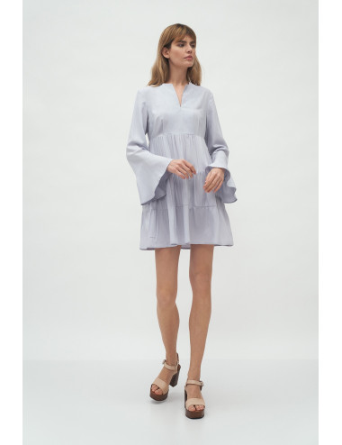 Robe grise en viscose à volants 