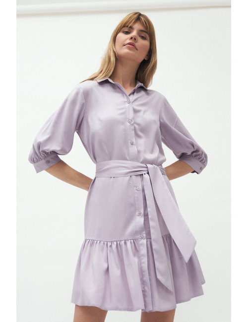 Robe en viscose à volant lilas 