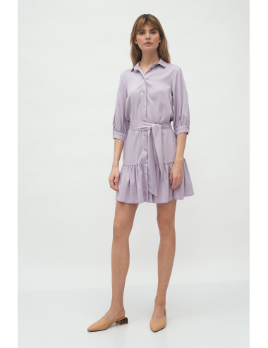 Robe en viscose à volant lilas 