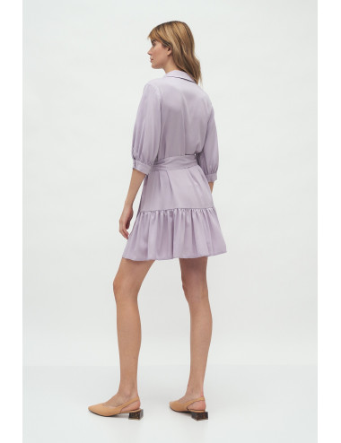 Robe en viscose à volant lilas 