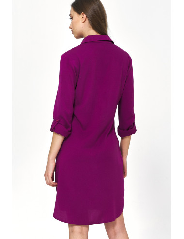 Robe oversize violette à manches retroussées 