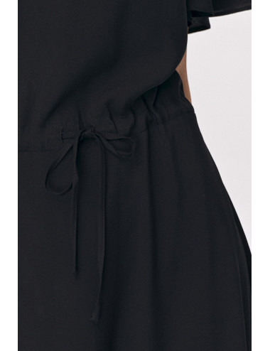 Robe longue noire à manches évasées 