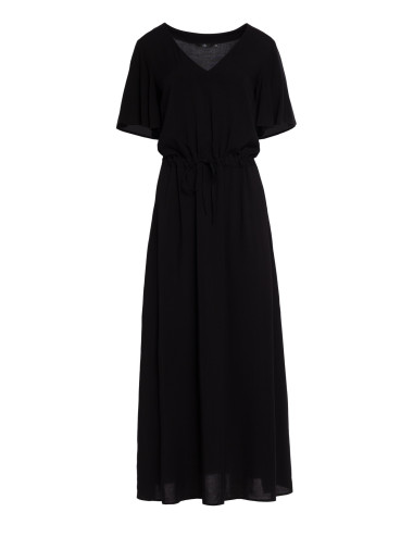 Robe longue noire à manches évasées 