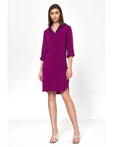 Robe oversize violette à manches retroussées 