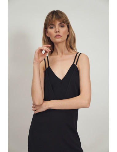 Robe en viscose noire à bretelles 