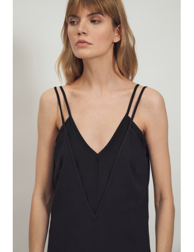 Robe en viscose noire à bretelles 