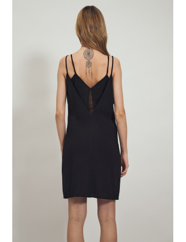 Robe en viscose noire à bretelles 