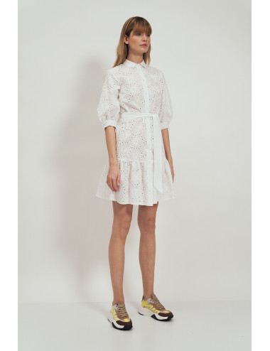 Robe en coton à volant blanche 