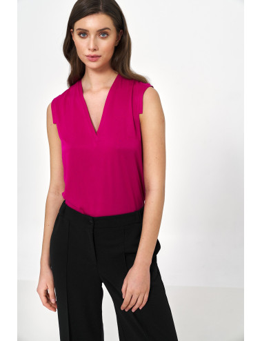 Chemisier sans manches en viscose de couleur fuchsia 