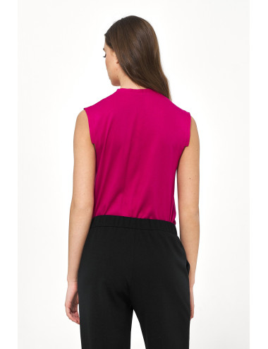 Chemisier sans manches en viscose de couleur fuchsia 