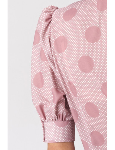 Chemisier rose avec motif à pois à encolure 