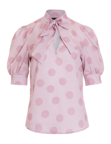 Chemisier rose avec motif à pois à encolure 