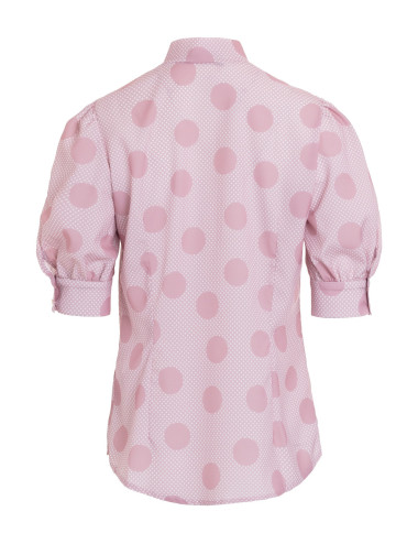 Chemisier rose avec motif à pois à encolure 