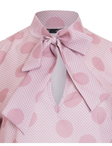 Chemisier rose avec motif à pois à encolure 