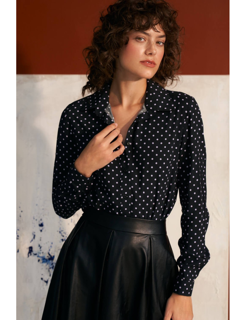 Chemise en viscose à pois 