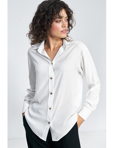 Chemise en viscose avec boutons écru boutons dorés 