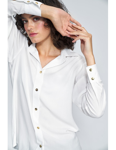 Chemise en viscose avec boutons écru boutons dorés 