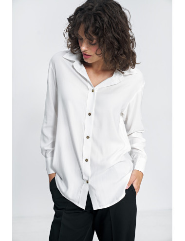 Chemise en viscose avec boutons écru boutons dorés 