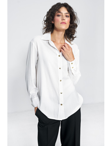 Chemise en viscose avec boutons écru boutons dorés 