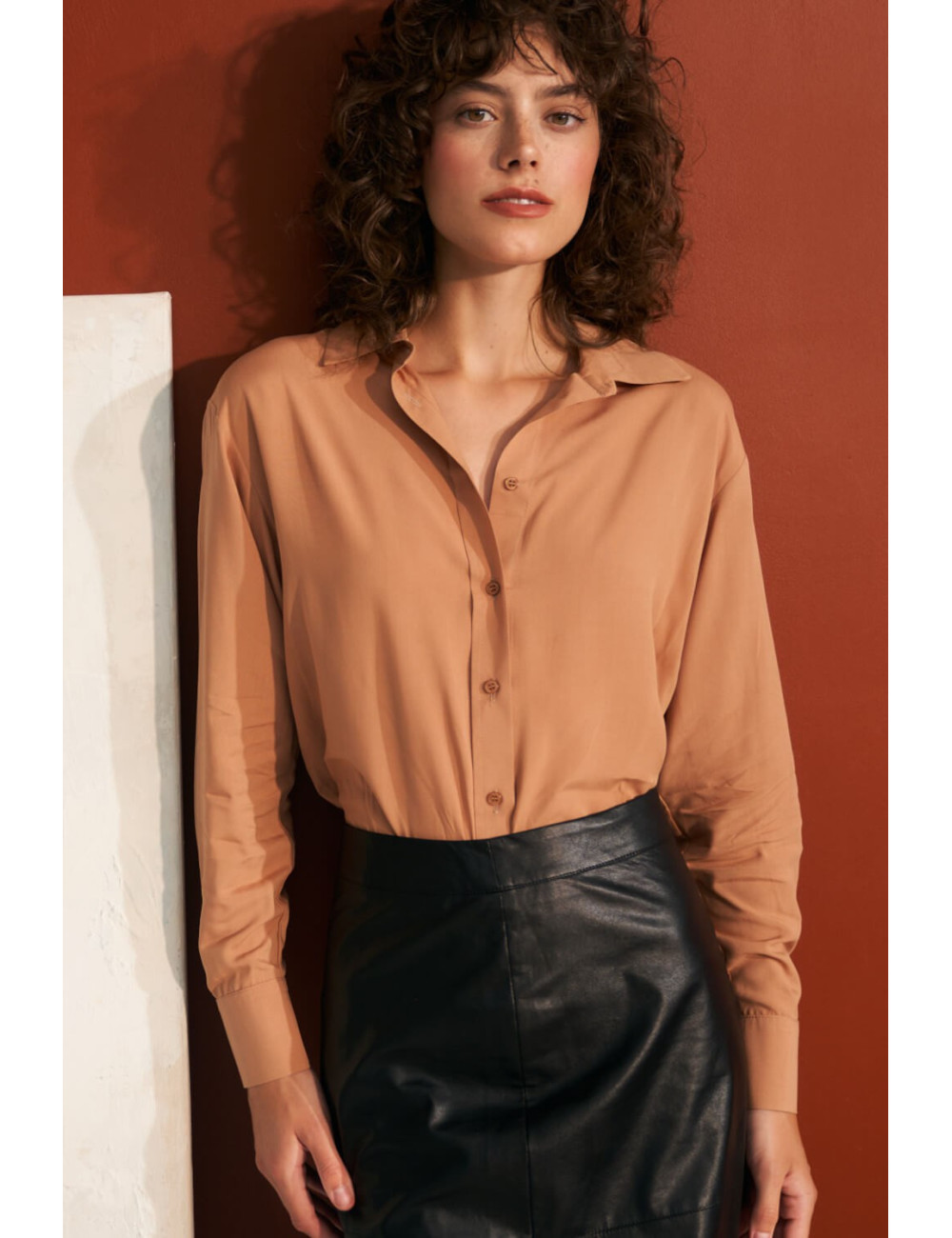 Chemise viscose caramel 