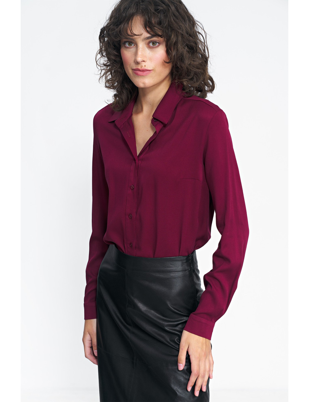 Chemise en viscose bordeaux 