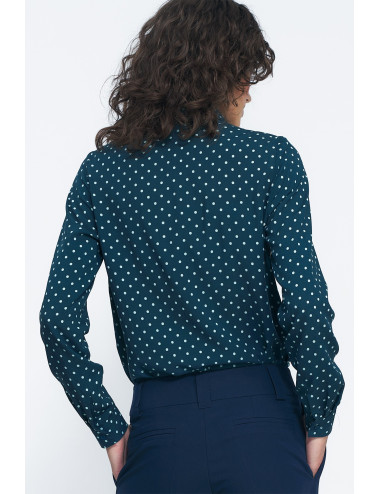 Chemise en viscose verte à pois 