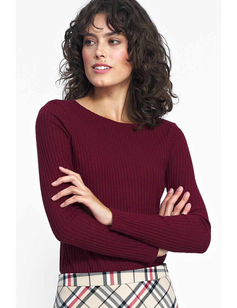 Pull leger manches longues bordeaux 