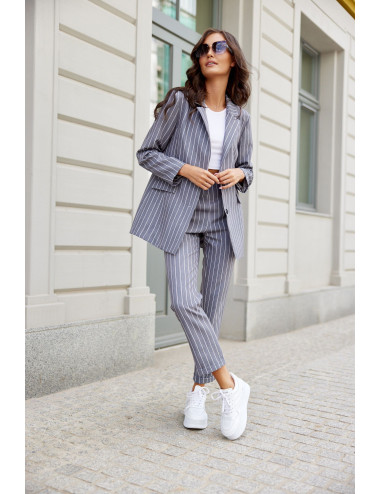 Jimmie - veste rayée pour femme à simple boutonnage gris 