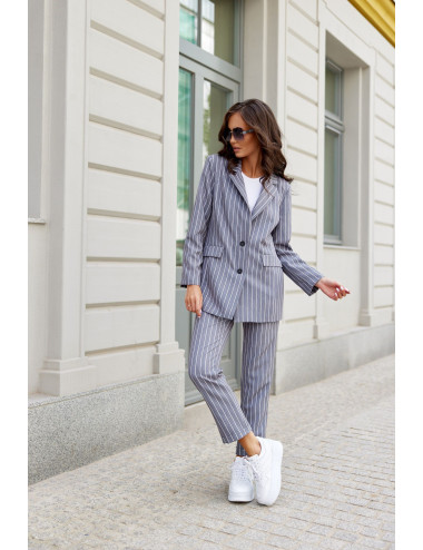 Jimmie - veste rayée pour femme à simple boutonnage gris 